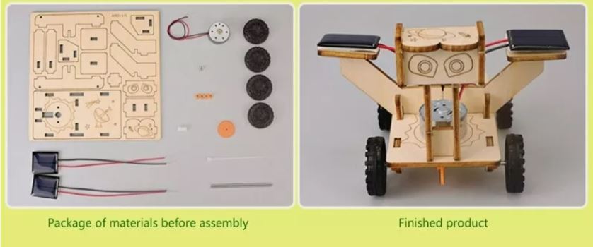 DIY Solar Power Lunar Car Stem Kit - 3d Puzzle Wooden Models Building Toy for Science Experiments