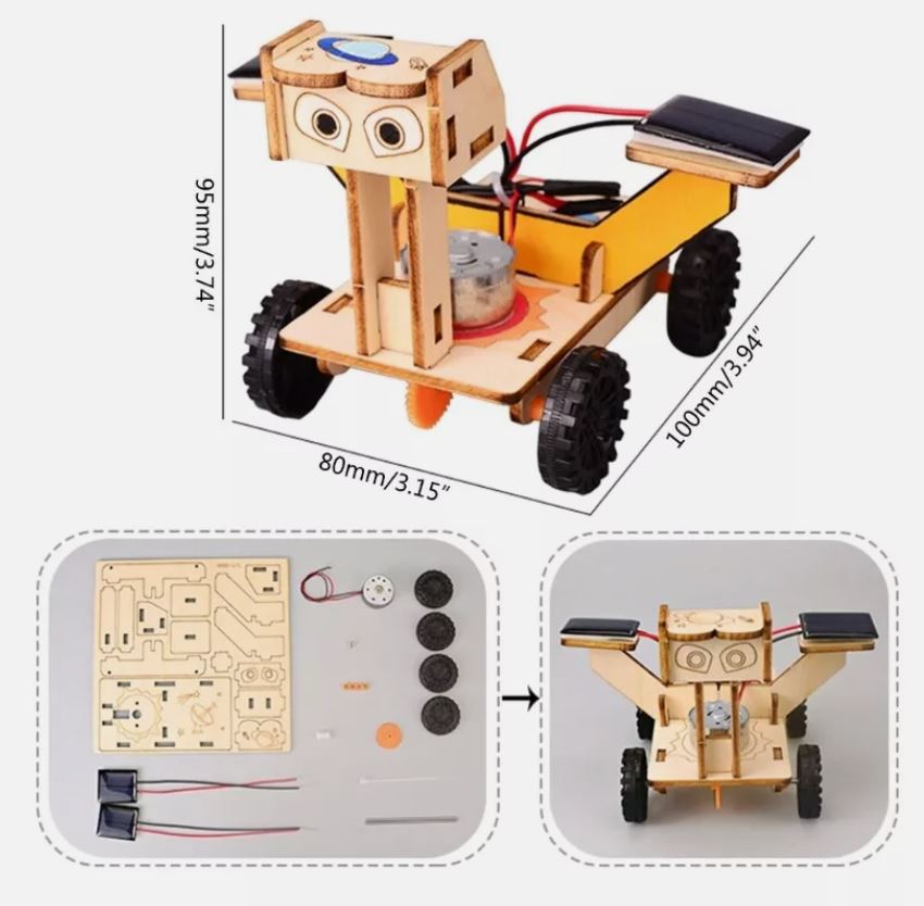 DIY Solar Power Lunar Car Stem Kit - 3d Puzzle Wooden Models Building Toy for Science Experiments