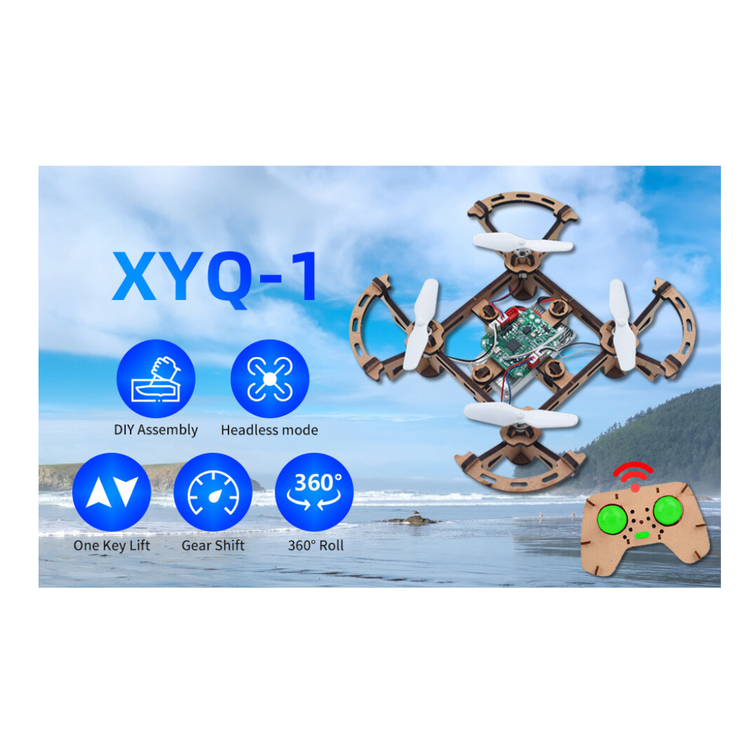 DIY Mini Wooden Drone RC Quadcopter Building STEM Kits for Kids or Beginner, School Educational Science Kits Remote Control