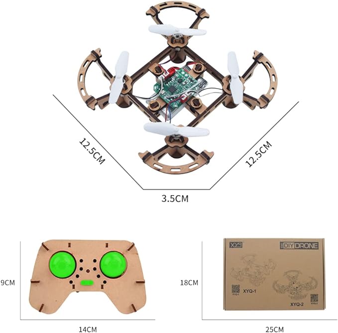 DIY Mini Wooden Drone RC Quadcopter Building STEM Kits for Kids or Beginner, School Educational Science Kits Remote Control