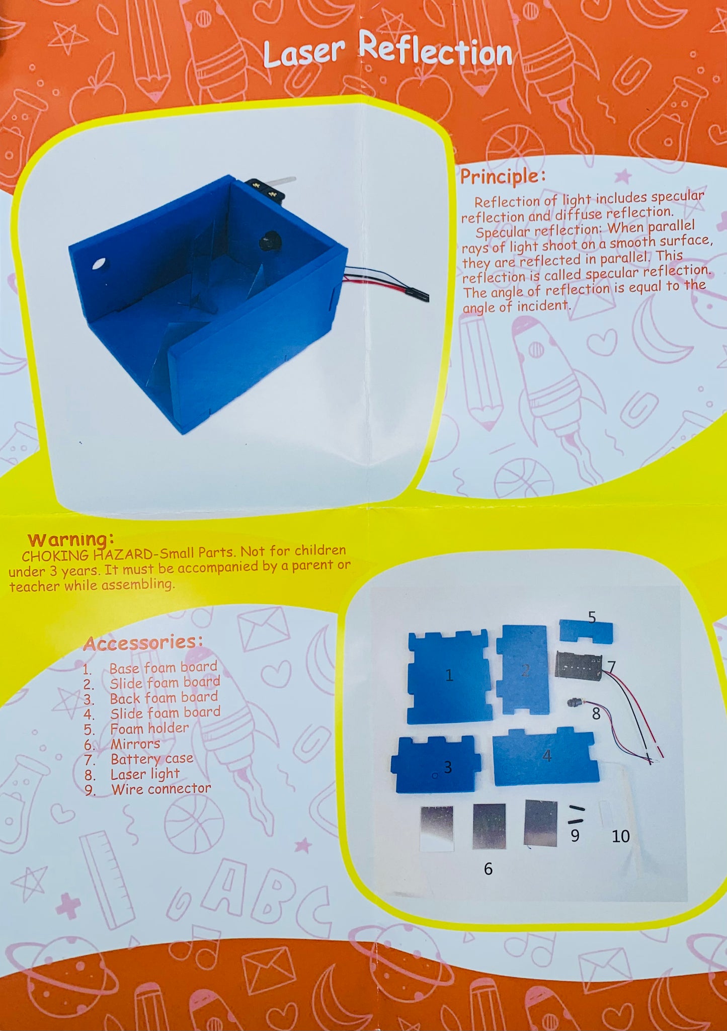 Laser Reflection STEM Law of light  DIY Kit Kids Science Experiment