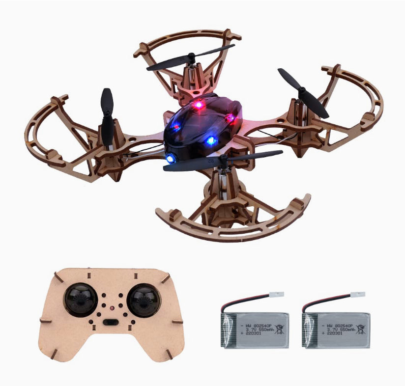 XYQ-6 DIY Wooden Drone with HD Camera (App) - For Kids age 14+ or Beginner 2.4GHz RC Quadcopter with altitude hold，Headless Mode，3D Flip and One Key lift