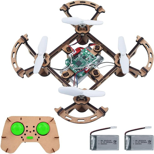 DIY Mini Wooden Drone RC Quadcopter Building STEM Kits for Kids or Beginner, School Educational Science Kits Remote Control