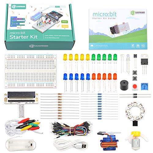 ELECFREAKS microbit Starter Kit for Kid 24 Accessories Micro:bit Basic Coding Electronics Kit, STEM Educational DIY Experiment Kit, Electric Circuit Learning with Guidance Manual(Without Micro: bit)