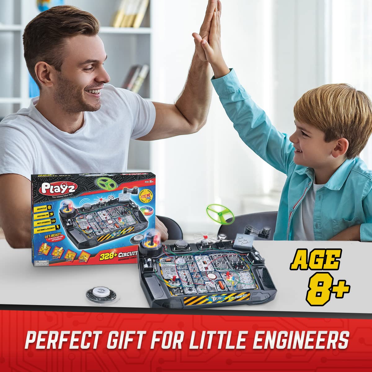 Playz Advanced Electrical Circuit Board Engineering Kit for Kids with 328+ STEM Projects on Electricity, Voltage, Currents, Resistance, & Magnetic Science | Gift for Children Age 8-13+