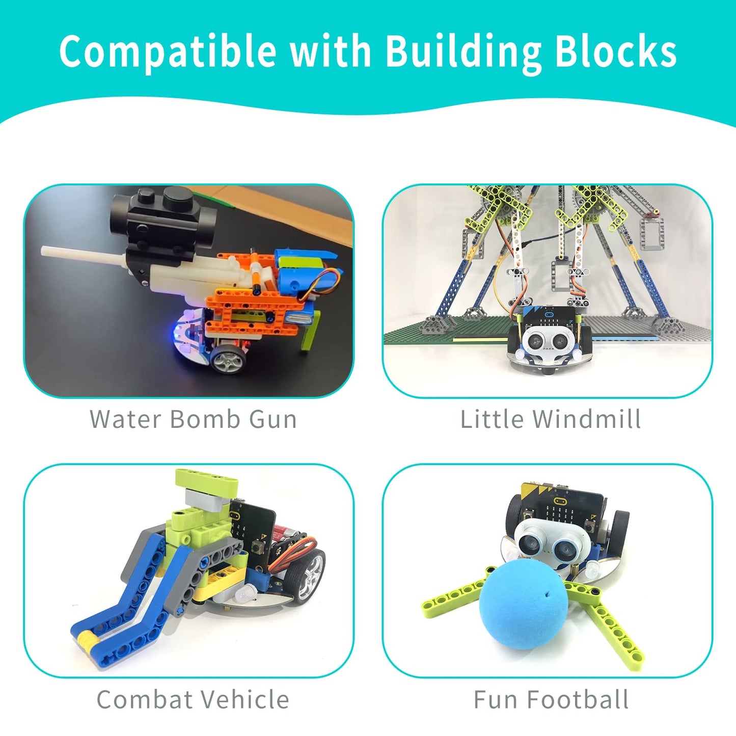 ELECFREAKS microbit Mini Cutebot Kit Compatible with BBC Micro:bit V2 and V1, DIY Programmable Robot Car Kit, STEM Educational Project, Graphical Makecode Coding Car with Tutorial (Without Micro:bit)